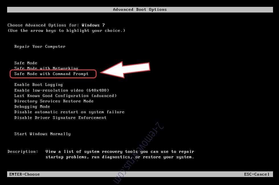 Remove Vesrato ransomware - boot options