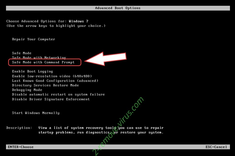 Remove .w2tnk Files Ransomware - boot options