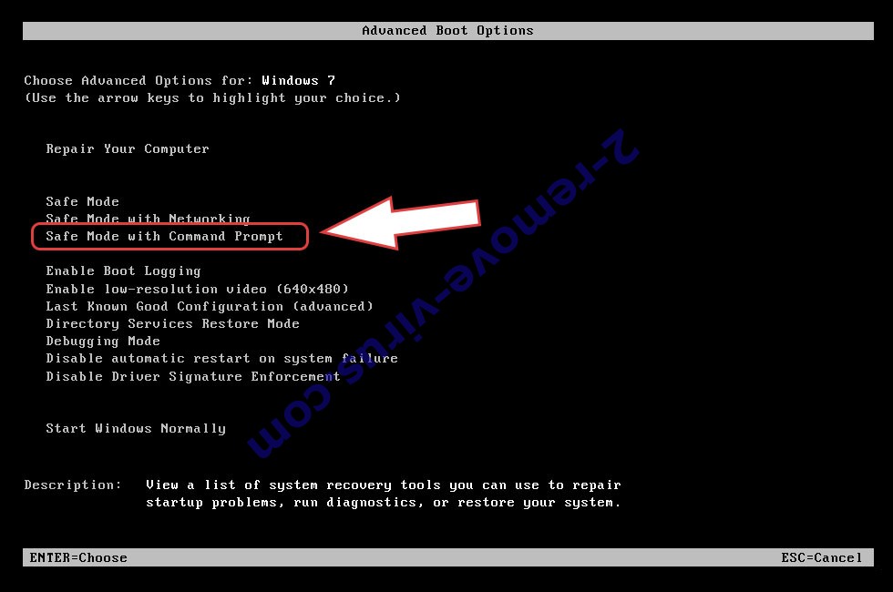 Remove .RZA ransomware virus - boot options