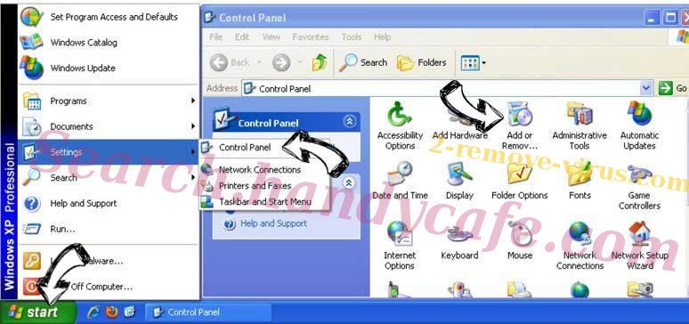 Remove Search.handycafe.com from Windows XP