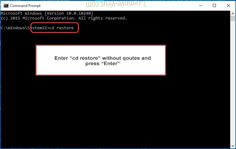 Uninstall Znto ransomware - command prompt restore