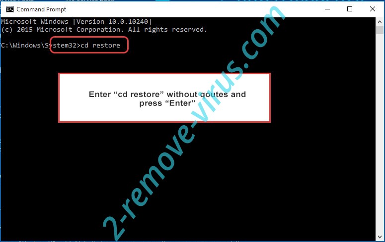 Uninstall Ahihi Ransomware - command prompt restore