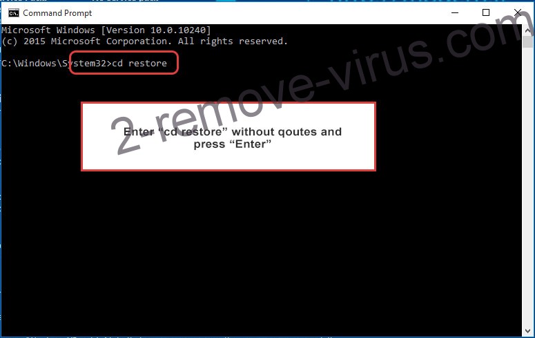 Uninstall Kadavro Vector Ransomware - command prompt restore