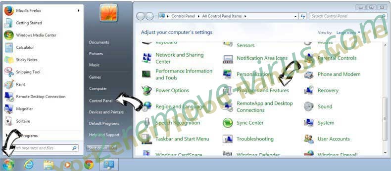 Uninstall Walasearch.com from Windows 7
