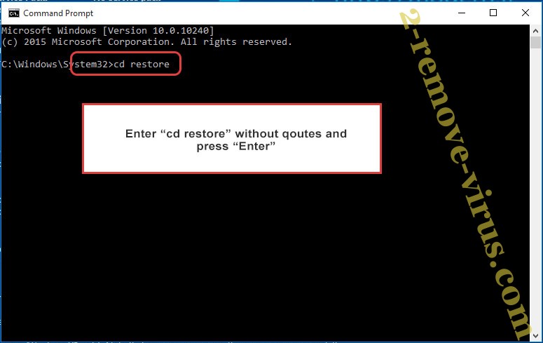 Uninstall Kafan Ransomware - command prompt restore