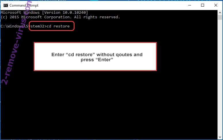 Uninstall RSA2048Pro Ransomware - command prompt restore
