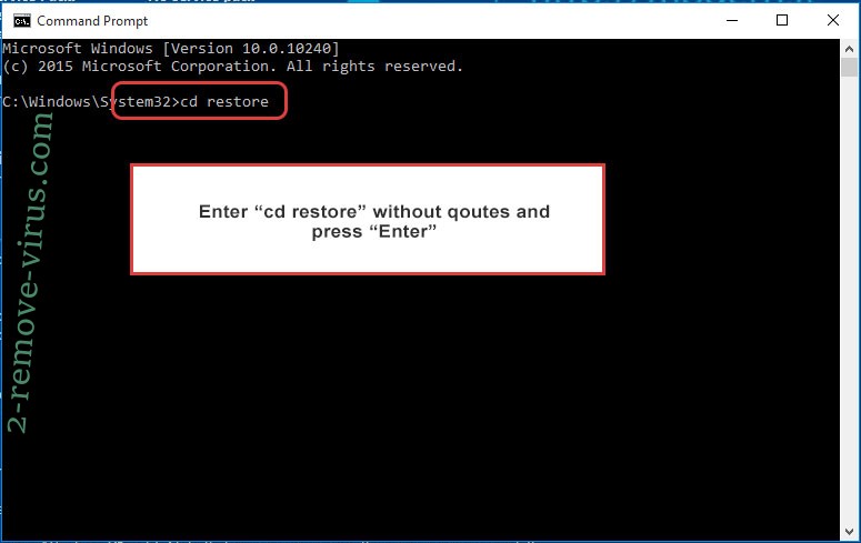 Uninstall KTC Ransomware - command prompt restore