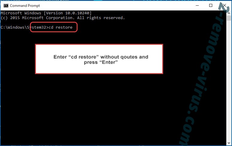 Uninstall Verwijderen .notfound ransomware - command prompt restore