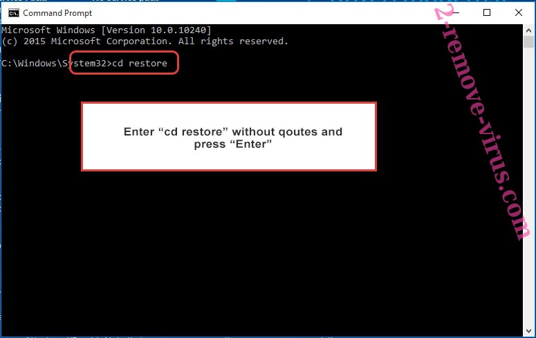 Uninstall Sadogo ransomware - command prompt restore