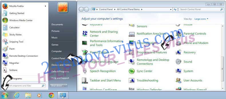 Uninstall HELP_YOUR_FILES Virus from Windows 7
