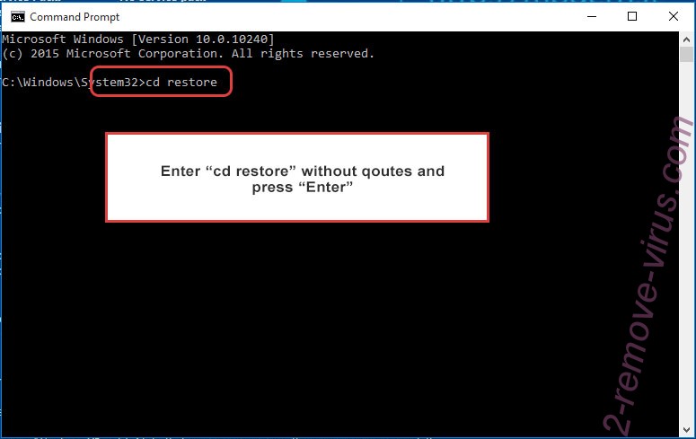 Uninstall Lookfornewitguy ransomware - command prompt restore