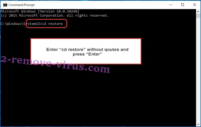 Uninstall Rootiunik ransomware - command prompt restore