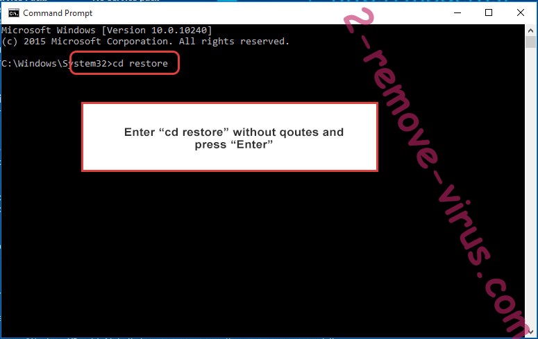 Uninstall Crackvirus Ransomware - command prompt restore
