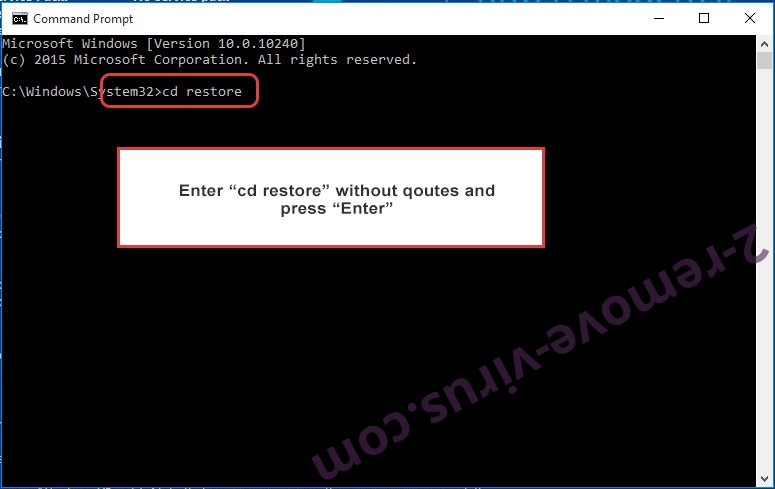 Uninstall Starmoon Ransomware - command prompt restore