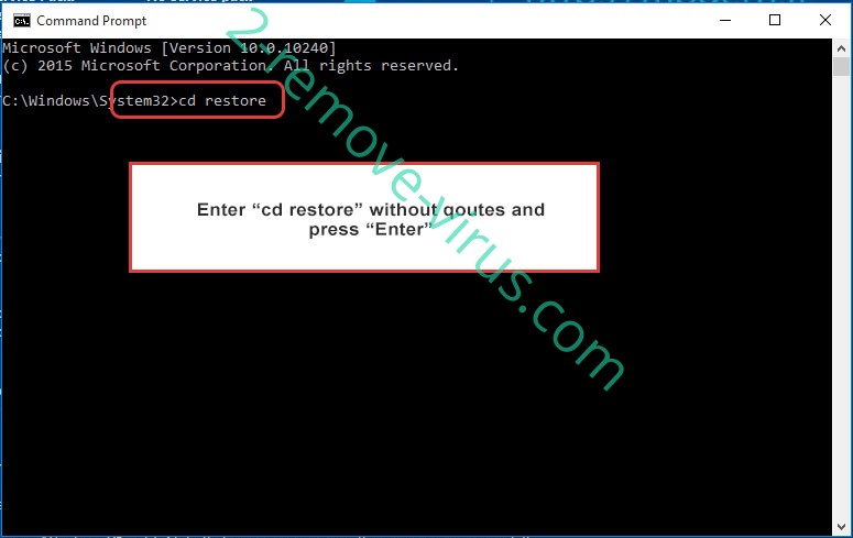 Uninstall Rejg Ransomware - command prompt restore