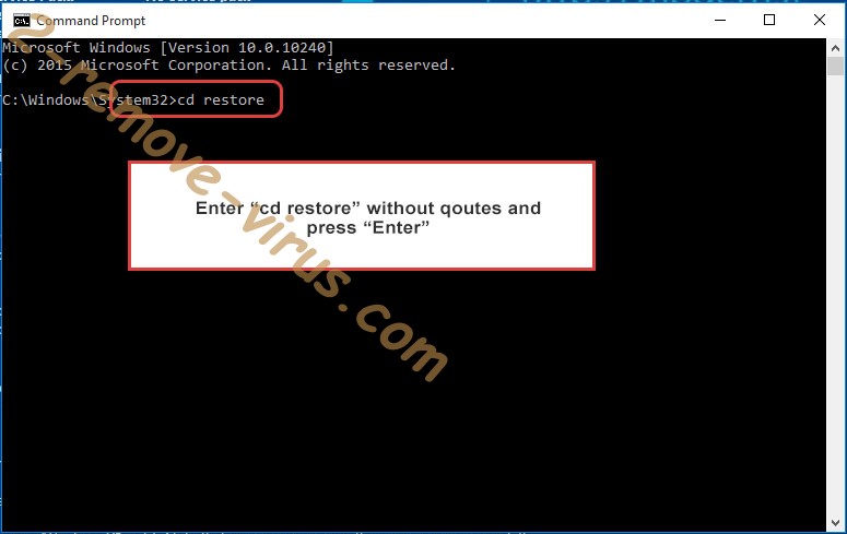 Uninstall MMRAC Ransomware - command prompt restore