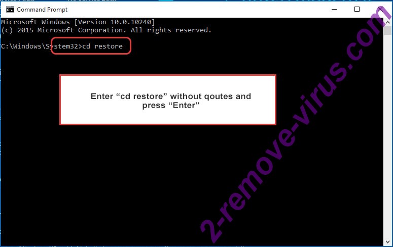 Uninstall Kruu Ransomware - command prompt restore