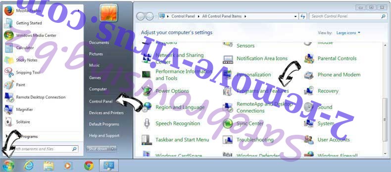 Uninstall Checkup07.biz from Windows 7