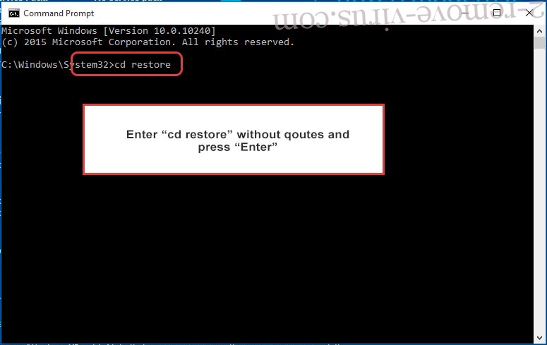 Uninstall Rectot Virus - command prompt restore