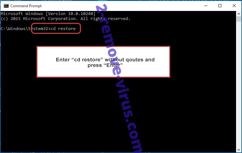 Uninstall KOTI Ransomware - command prompt restore
