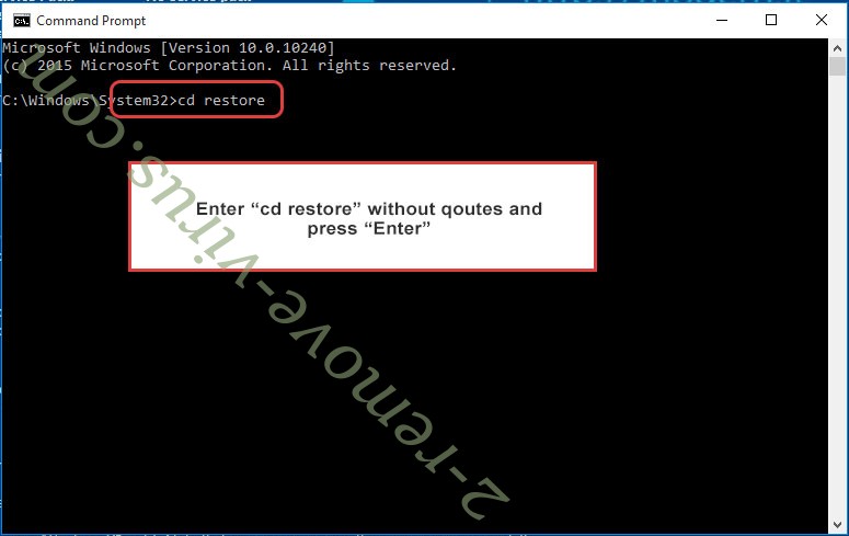 Uninstall Scarab-Walker ransomware - command prompt restore