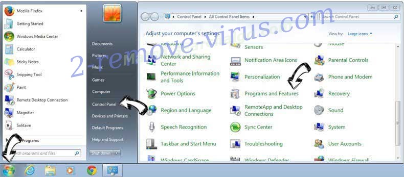 Uninstall Zpvua.com ads from Windows 7