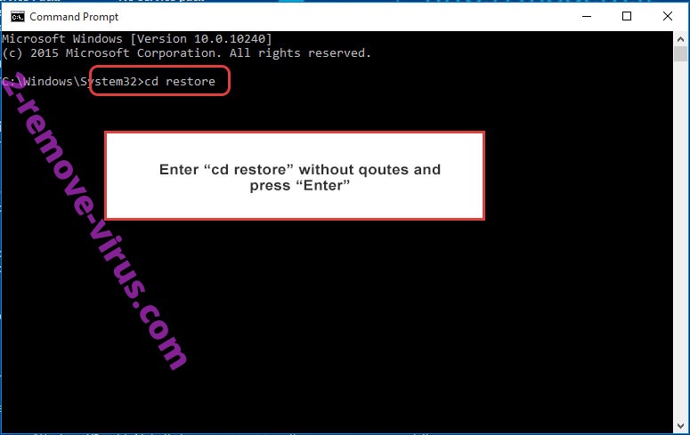 Uninstall Rryy Ransomware - command prompt restore