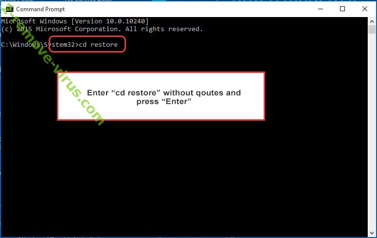 Uninstall .BACKUP Ransomware - command prompt restore