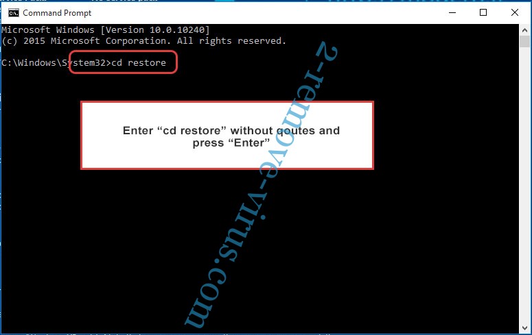 Uninstall Luboversova148 Ransomware - command prompt restore
