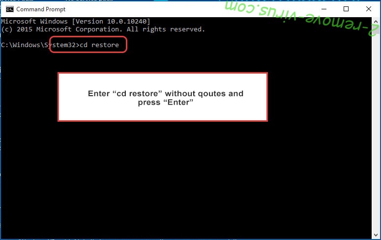 Uninstall Wbqczq ransomware - command prompt restore