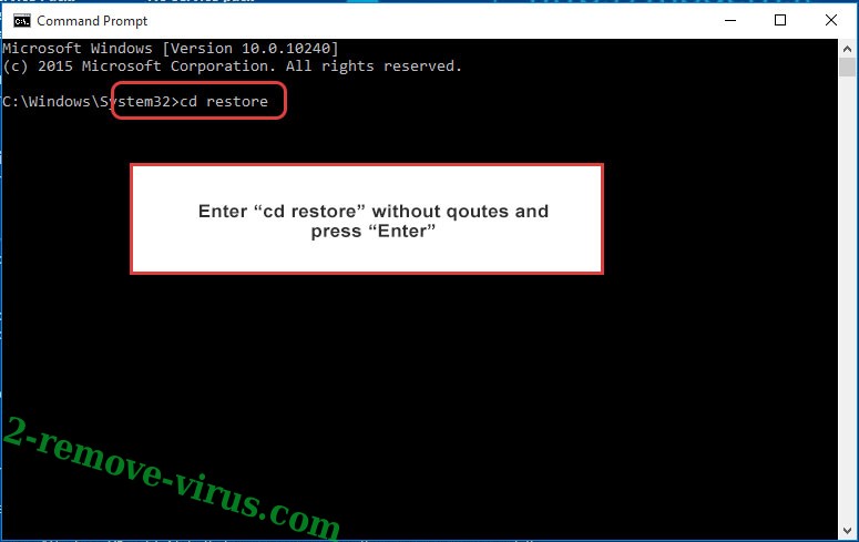 Uninstall SynAck ransomware virus - command prompt restore