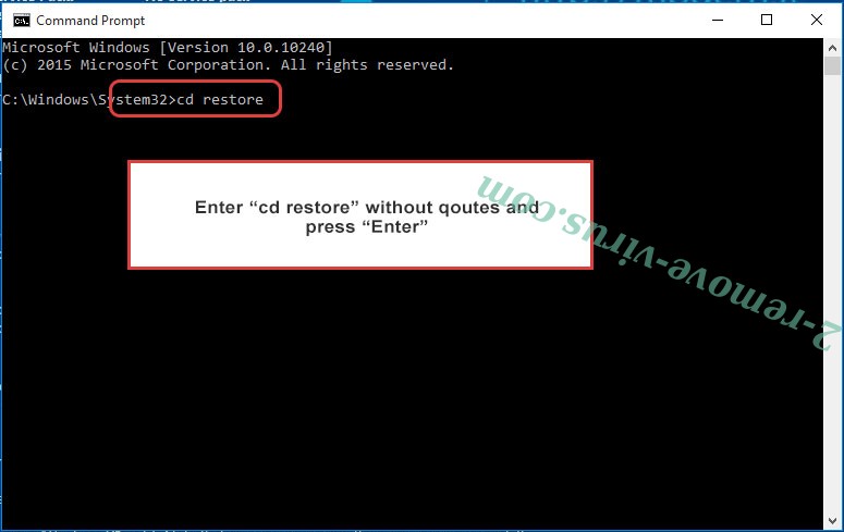 Uninstall Gdjlosvtnib ransomware - command prompt restore