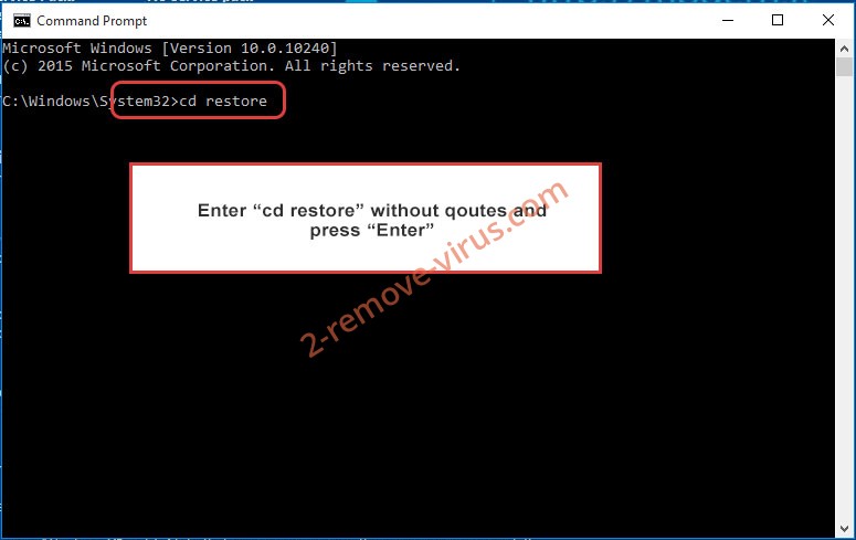 Uninstall Amigo X-3 ransomware - command prompt restore