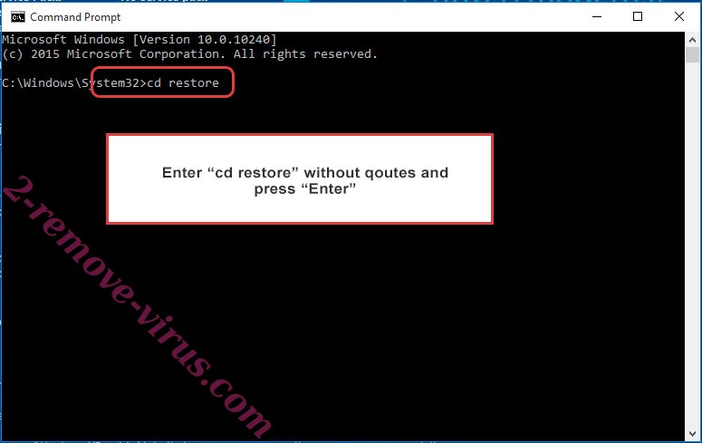 Uninstall Bbii Ransomware - command prompt restore