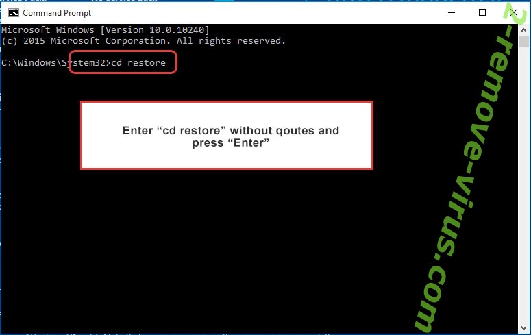 Uninstall Pywdu ransomware - command prompt restore