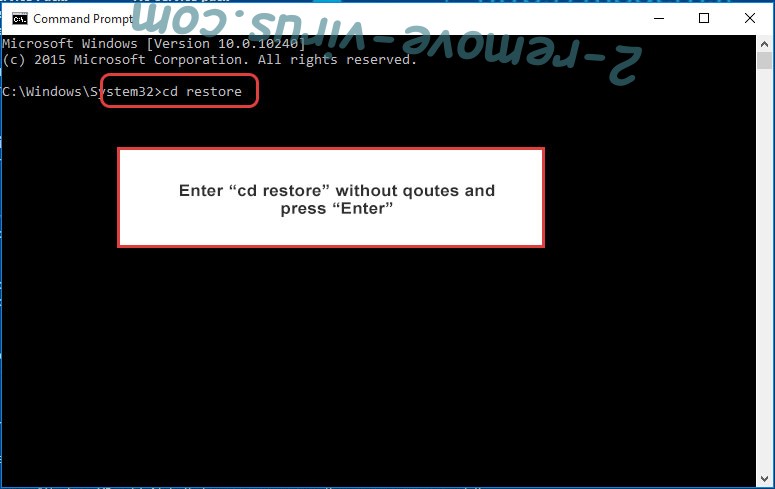 Uninstall DENO Ransomware - command prompt restore