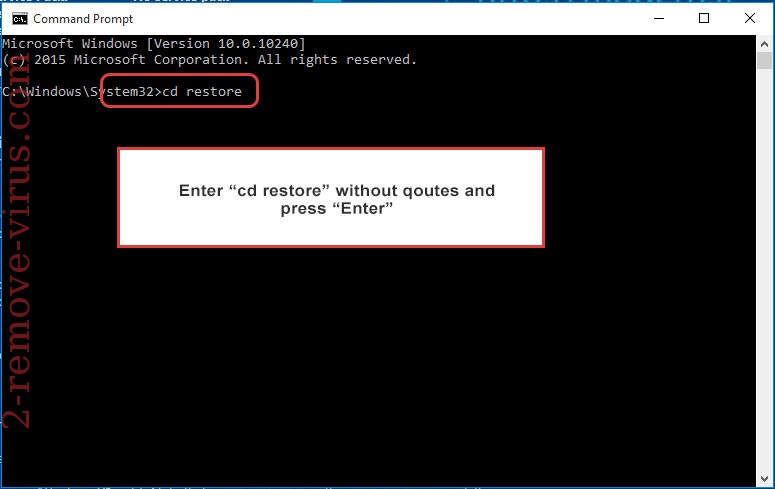 Uninstall Leex ransomware - command prompt restore