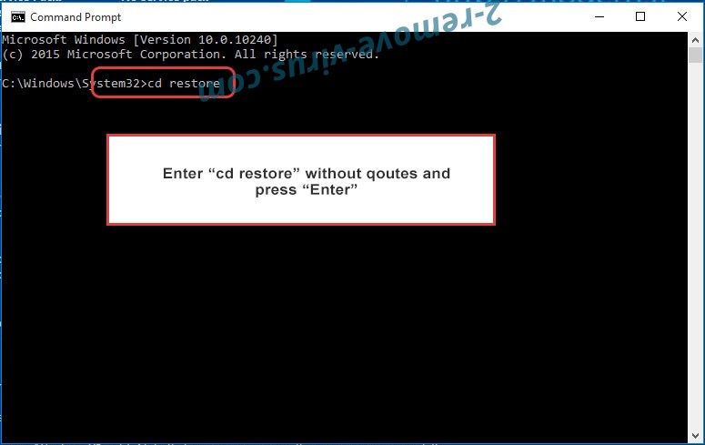 Uninstall IT ransomware - command prompt restore