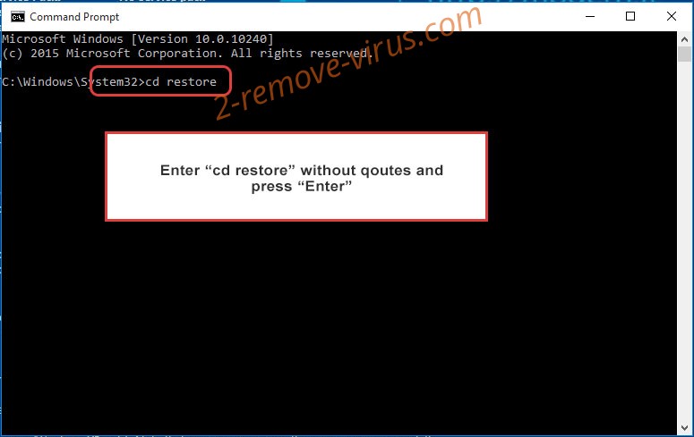 Uninstall Mzop ransomware - command prompt restore