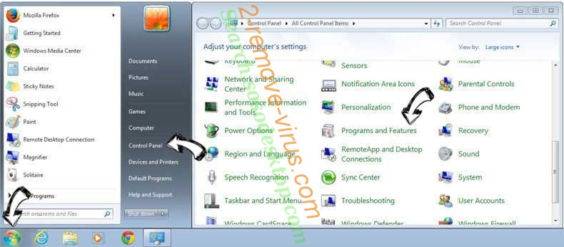 Uninstall Enlever Trackedpcscanner.com Ads from Windows 7