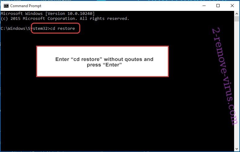 Uninstall LOWPRICE Ransomware - command prompt restore