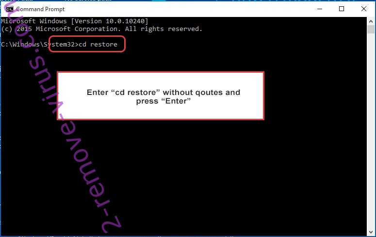 Uninstall Homer ransomware - command prompt restore