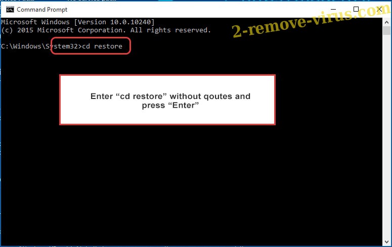 Uninstall U2K Ransomware - command prompt restore