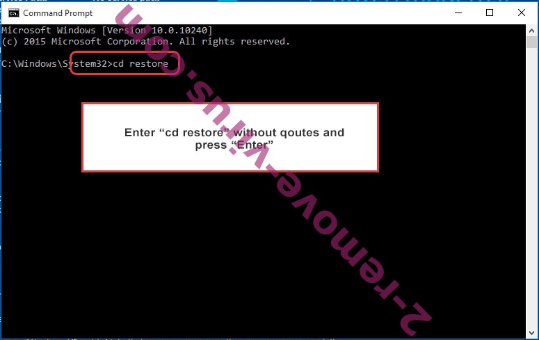 Uninstall Moqs ransomware - command prompt restore