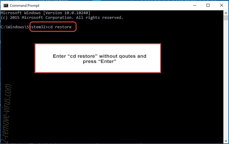 Uninstall Bam! Ransomware - command prompt restore