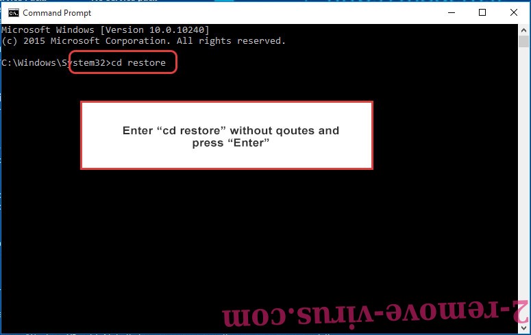 Uninstall Kook ransomware - command prompt restore