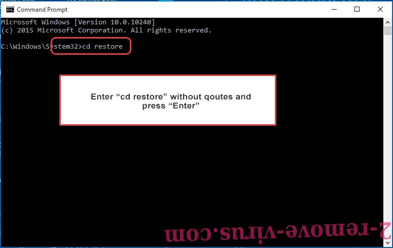 Uninstall NDAROD ransomware - command prompt restore