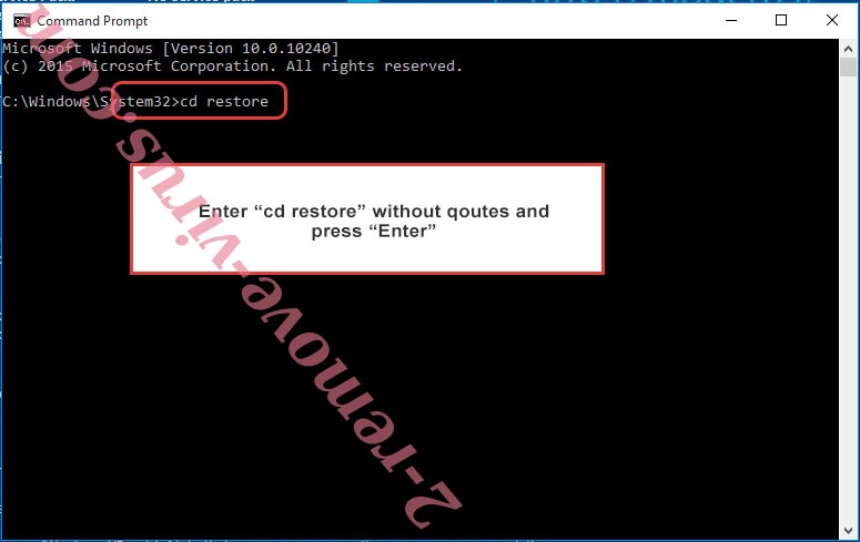 Uninstall Tcprx ransomware - command prompt restore