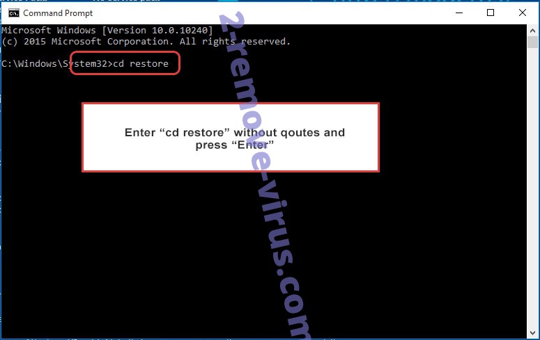 Uninstall Tocue ransomware - command prompt restore
