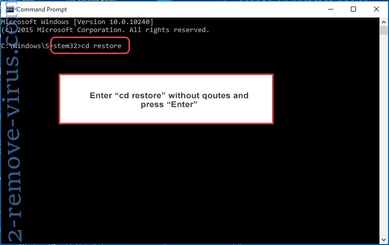 Uninstall Billy's Apocalypse ransomware - command prompt restore